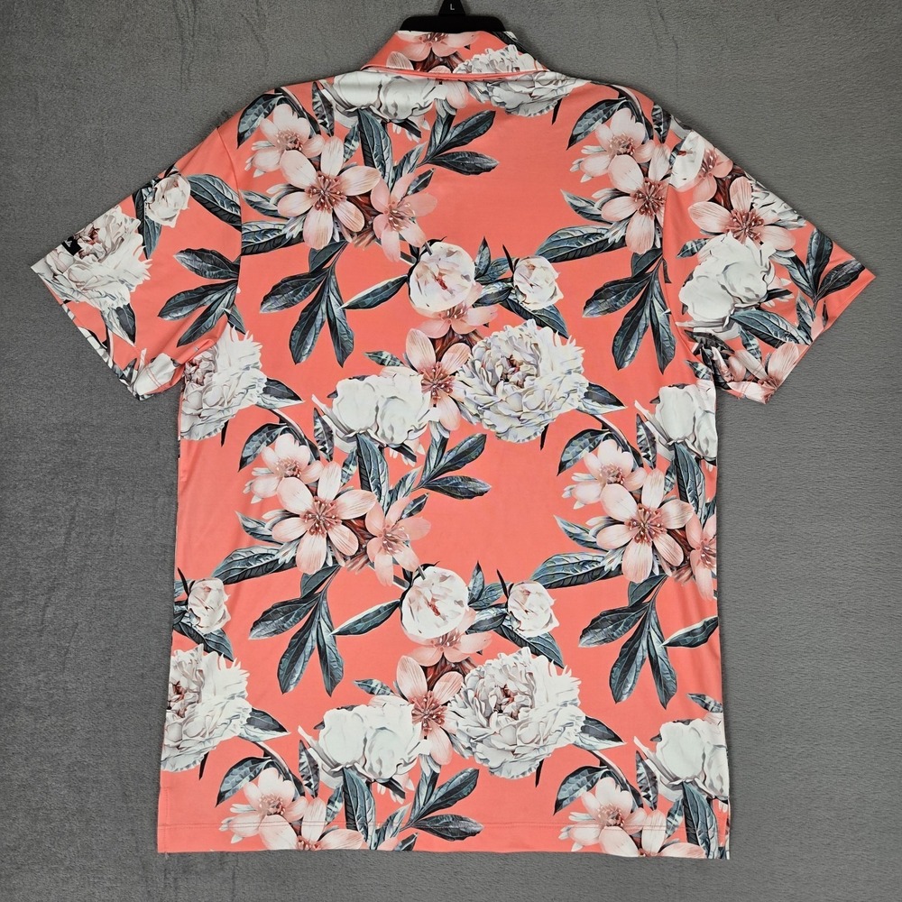 Bad Birdie Polo Shirt Mens Medium‎ Pink Floral Golf Performance Stretch EUC - Picture 3 of 10